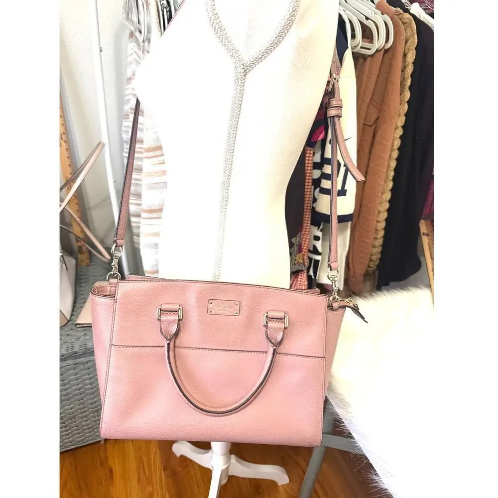 Kate Spade Lana Grove Street Satchel Pocketbook Dusty Peony Straps Leather